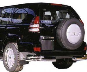 Защита заднего бампера уголки двойные, нержавейка, для авто Lexus GX470 2002-2009, Toyota Land Cruiser Prado 120 2002-2009