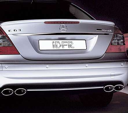 Молдинг на задний бампер центральный хромированный IDFR 1-MB205-13C для Mercedes Benz W211 E Class 2006-2009