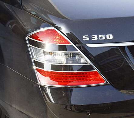 Накладки на задние фонари хромированные IDFR 1-MB604-02C для Mercedes Benz W221 S Class 2005-2013