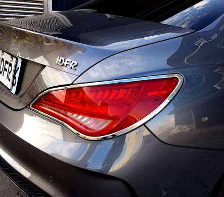 Накладки на задние фонари хромированные IDFR 1-MB130-02C для Mercedes Benz C117 CLA-Class 2013-2019