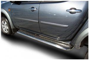 Подножки с листом, лист алюминий, окантовка нержавейка диам.57мм, для авто Mitsubishi L200 2006-2015, 2015-