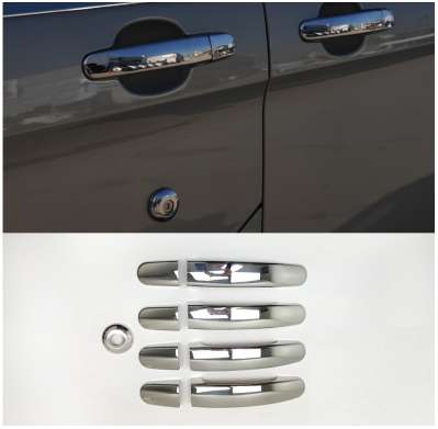 Накладки на дверные ручки и накладка на замок, нержавейка (на 4 двери, 1 накладка на замок, 9шт), для авто Ford Transit/Tourneo Custom 2012-, Ford Transit 2014-