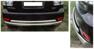 Защита заднего бампера труба двойная овальная диам.75х75мм, нержавейка, для авто Nissan Patrol 2010-2014, 2014- (NR1407)