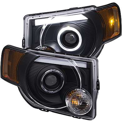 Передняя оптика диодная черная с ангельскими глазками Anzo 111355 для Ford Escape 2008-2012 