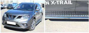 Подножки с листом диам.43мм, лист алюминий, окантовка нержавейка, для авто Nissan X-Trail T32 2014-