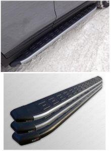 Подножки с алюминевым торцом, алюминий с пластиком (возможен заказ с торцом под карбон серый, серебро, черный +10%), 1720мм, для авто Nissan X-Trail T32 2014-