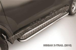 Подножки с листом, лист алюминий, окантовка нержавейка диам.57мм, для авто Nissan X-Trail T32 2014-