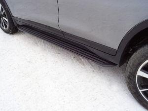 Пороги алюминиевые `Slim Line Black` 1720 мм код NISXTR18-34B для Nissan X-Trail T32 2018- 