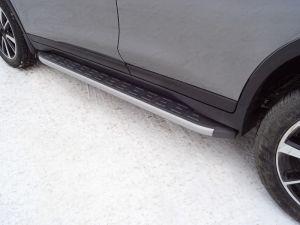 Пороги алюминиевые с пластиковой накладкой (карбон серебро) 1720 мм код NISXTR18-33SL для Nissan X-Trail T32 2018- 