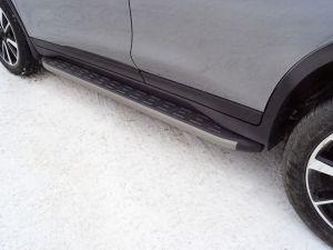 Пороги алюминиевые с пластиковой накладкой (карбон серые) 1720 мм код NISXTR18-33GR для Nissan X-Trail T32 2018- 