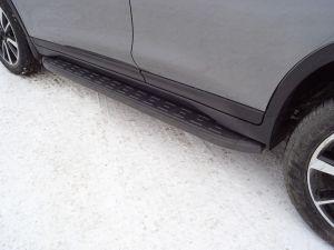 Пороги алюминиевые с пластиковой накладкой (карбон черные) 1720 мм код NISXTR18-33BL для Nissan X-Trail T32 2018- 