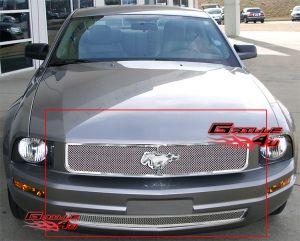 Решетка радиатора и бампера стальная LUX для Ford Mustang 2005-2009 V6