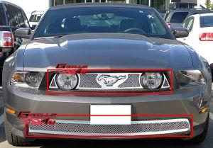 Решетка радиатора и бампера стальная LUX для Ford Mustang GT V8 2010-