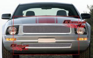 Решетка радиатора и бампера стальная LUX без лого для Ford Mustang 2005-2009 V6
