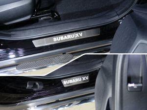 Накладки на пороги (лист шлифованный надпись Subaru XV) 4шт код SUBXV17-28 для SUBARU IMPREZA XV 2017-