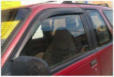Ветровики передние темно-дымчатые на скотче, 2шт (цвет на выбор: серебро, белый, синий, зеленый, красный, прозрачный, с хроммолдингом +700руб), для авто Ford Explorer 3-дв. 1990-1995, Mazda Navajo 3-дв. 1991-1994