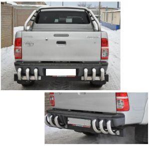Защита заднего бампера Акула диам.60мм, нержавейка, 2 части, для авто Toyota Hilux 2010-2015
