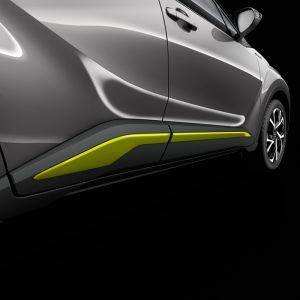Боковые нижние молдинги, цвет - лаймовый оригинал для Toyota C-HR 2016-