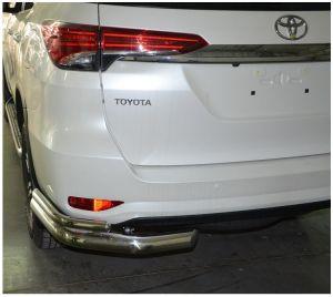 Защита заднего бампера уголки двойные диам.76/42мм, нержавейка, для авто Toyota Fortuner 2017-