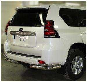Защита заднего бампера уголки двойные диам.76/43мм, нержавейка, для авто Toyota Land Cruiser Prado 150 2017-