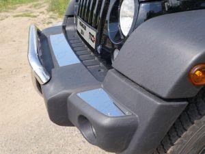 Накладки на передний бампер, нержавейка зеркальная (3шт), для авто Jeep Wrangler 2012-