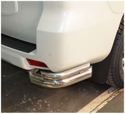 Защита заднего бампера уголки двойные короткие диам.76/42мм, нержавейка, для авто Toyota Land Cruiser Prado J150 2017-