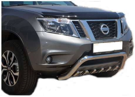 Защита переднего бампера скоба с клыками диам.53мм, нержавейка, для авто Nissan Terrano 2013-