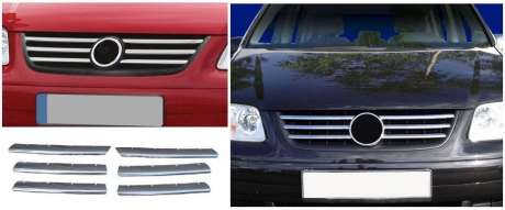 Накладки на решетку радиатора, нержавейка 6шт, для авто VW Touran 2003-2006, VW Caddy Life 2007-2010