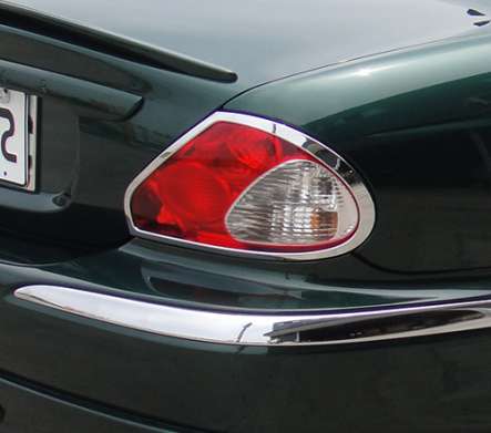 Накладки на задние фонари хромированные IDFR 1-JR801-02C для Jaguar X-Type 2001-2008