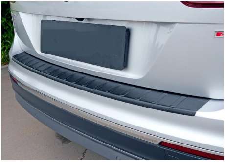 Накладка на задний бампер, шагрень, 1шт, черная, ABS-пластик, для авто VW Tiguan 2016-