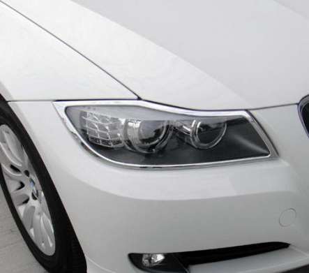 Накладки на передние фары хромированные IDFR 1-BW107-01C для BMW E90 4D 2008-2011
