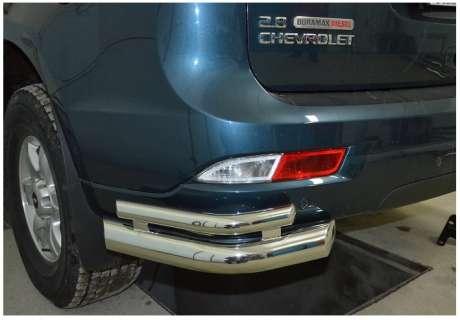 Защита заднего бампера уголки двойные диам.76/42мм, нержавейка, для авто Chevrolet Trailblazer 2012-