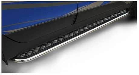 Подножки с листом, лист алюминий, окантовка нержавейка диам.57мм, для авто Hyundai IX35 2010-2015