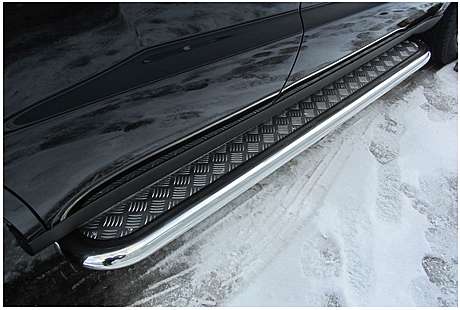 Подножки с листом, лист алюминий, окантовка нержавейка диам.57мм, для авто Geely Emgrand X7 2013-2018 (GAFX716010)