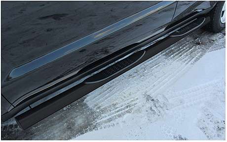 Подножки-трубы со ступеньками диам.76мм, сталь с черным покрытием, для авто Geely Emgrand X7 2013-2018 (GAFX71608B)