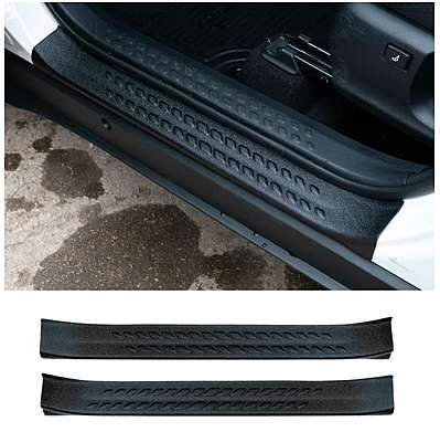 Накладки на внутренние пороги передние, шагрень, 2шт, черные, ABS-пластик, для авто Toyota C-HR 2016-