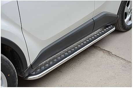 Подножки с листом диам.42мм, лист алюминий, окантовка нержавейка, для авто Toyota C-HR 2016-