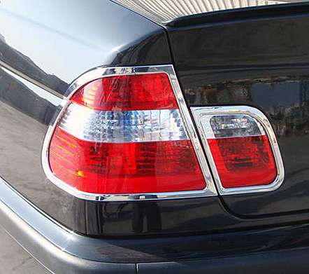Накладки на задние фонари хромированные IDFR 1-BW103-02C для BMW E46 4D 2001-2005
