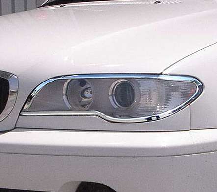 Накладки на передние фары хромированные IDFR 1-BW104-01C для BMW E46 2D 2003-2006