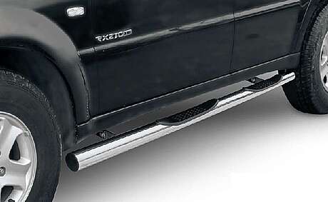 Подножки-трубы со ступеньками диам.76мм, нержавейка, для авто SsangYong Rexton 2006-2012