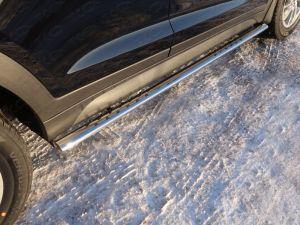 Подножки-трубы овальные с противоскользящими накладками диам.75x42мм, нержавейка, для авто Hyundai Tucson/ IX35 2015-