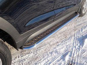 Подножки с листом диам.60мм, лист алюминий, окантовка нержавейка, для авто Hyundai Tucson/ IX35 2015-