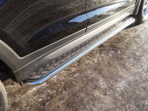 Подножки с листом диам.42мм, лист алюминий, окантовка нержавейка, для авто Hyundai Tucson/ IX35 2015-