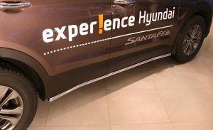 Подножки-трубы диам.42мм, нержавейка, для авто Hyundai Santa Fe 2012-