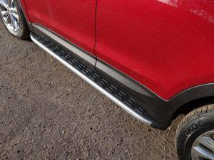 Пороги алюминиевые с пластиковой накладкой (карбон серебро)1820 мм код HYUNSF4WD15-20SL для Hyundai Santa Fe 2012-