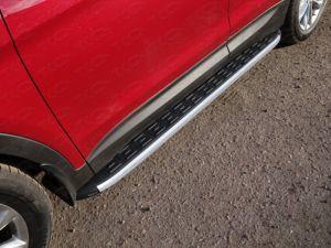Пороги алюминиевые с пластиковой накладкой 1820 мм код HYUNSF4WD15-20AL для Hyundai Santa Fe 2012-