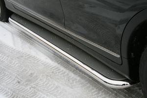 Подножки с листом диам.60мм, из нержавеющей стали, лист алюминий, окантовка нержавейка (возможен заказ черного или серого цвета), для авто Infiniti EX 2007-2013, Infiniti QX50 2013-2015