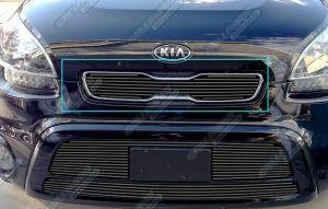 Решетка радиатора стальная черная Billet style для Kia Soul 2012-2013 