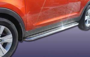 Подножки с листом, лист алюминий, окантовка нержавейка диам.42мм, для авто Kia Sportage 2010-