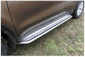 Подножки с листом, лист алюминий, окантовка нержавейка диам.42мм, для авто Kia Sportage 2016-